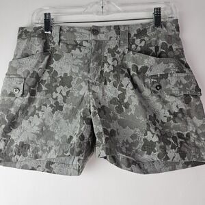 Eddie Bauer Shorts‎ Womens 8 Gray Camouflage Cargo Outdoor Camo Hiking